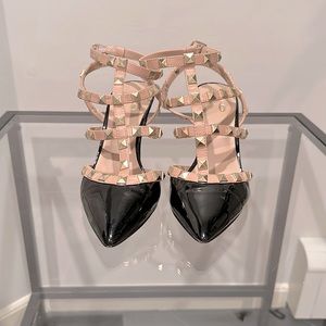 Black and nude rock stud heels